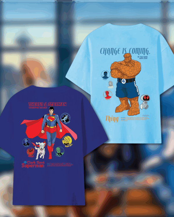 Promoción X2 Camisetas Oversize de Superman y Los 4 Fantásticos