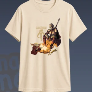 Camiseta Star Wars The Mandalorian and Grogu Beige