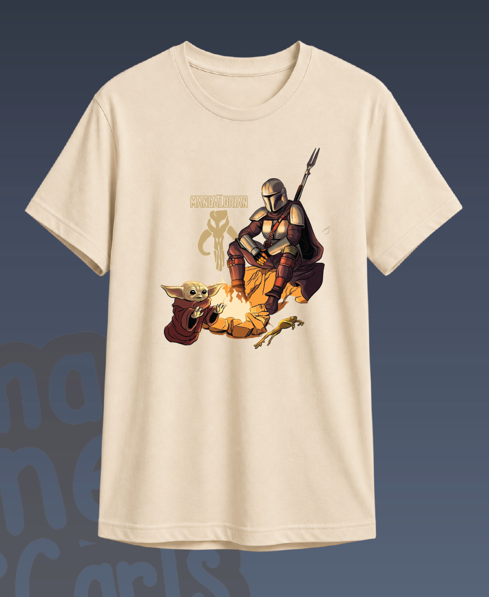 Camiseta Star Wars The Mandalorian and Grogu Beige